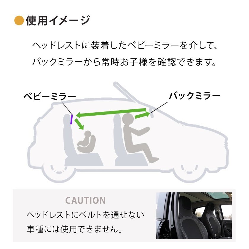 ベビーミラー インサイトミラー 飛散を防ぐアクリル鏡面 車内 車用 子供 カー用品 赤ちゃんミラー