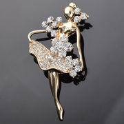 バレエブローチ ゴールド エレガントなバレエ少女  コサージュ レディース バレエアクセサリー