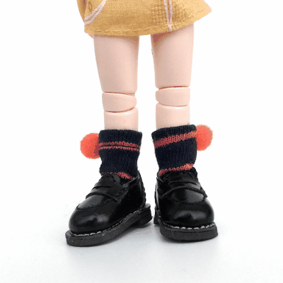 ドール用衣装 人形doll 着せ替え ob11 BJD blythe gsc pd9ドール 靴下 ポンポン ソックス ボーダー柄 7色