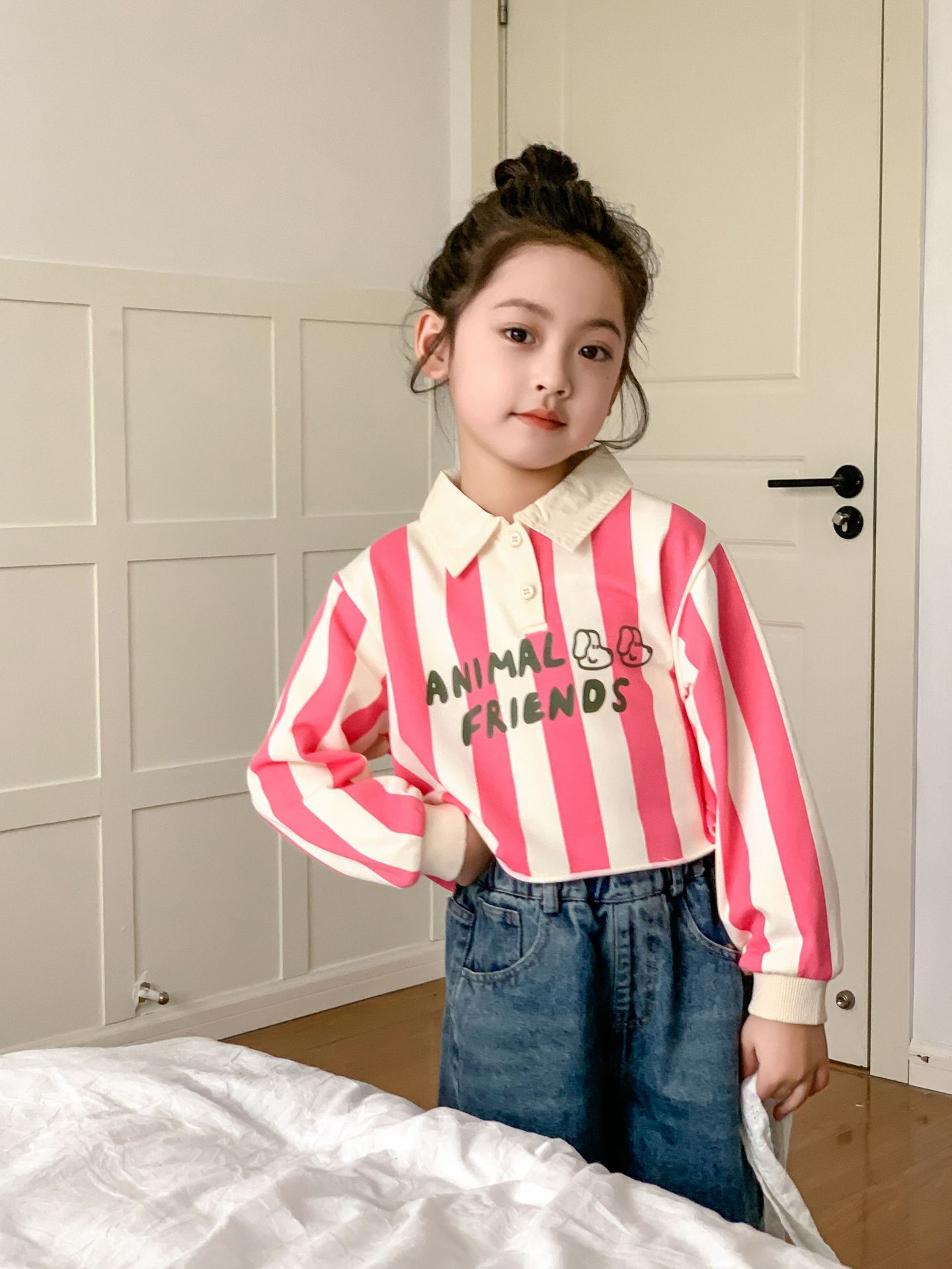 2024春新品 韓国風子供服 キッズ服 ベビー服 長袖 トップス シャツ