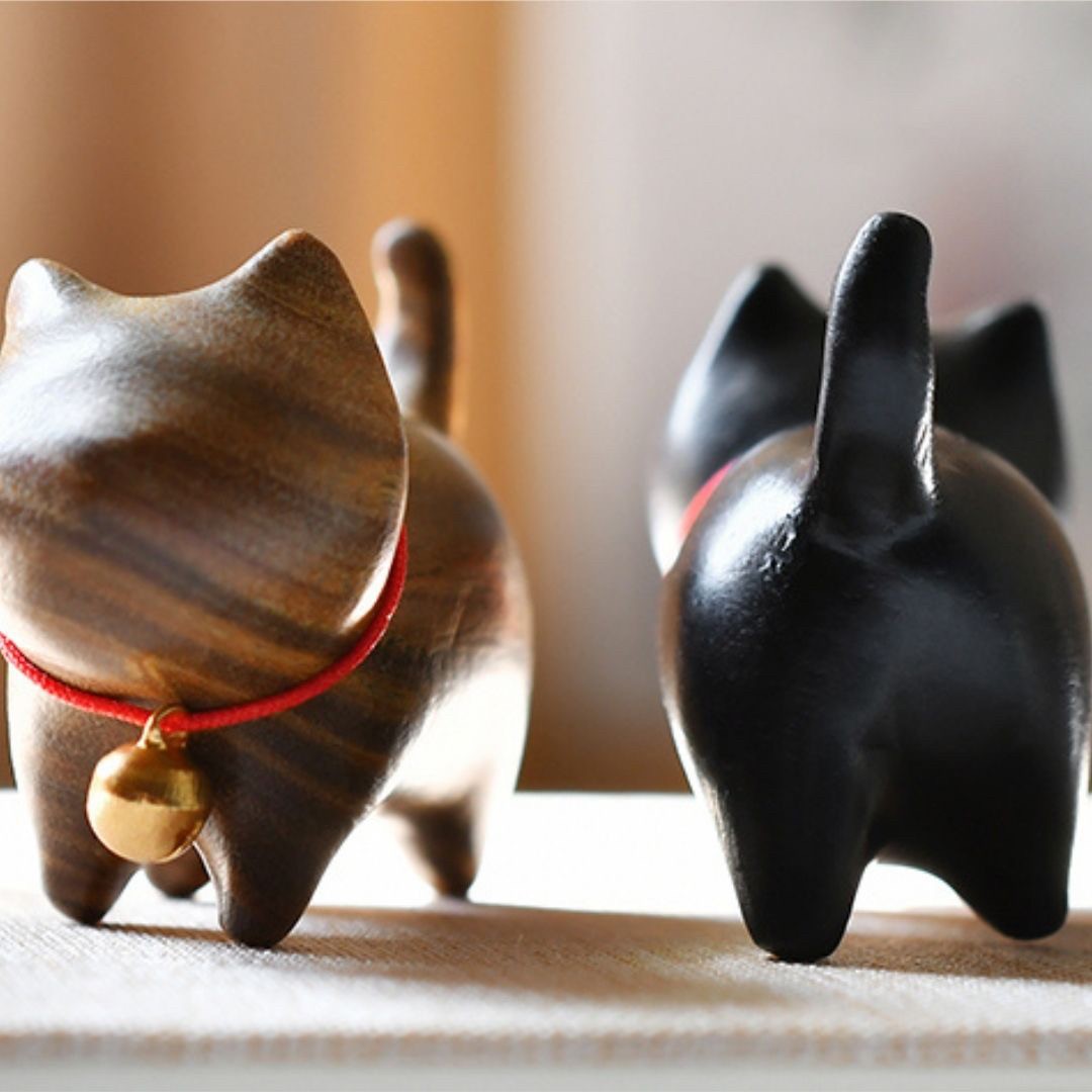 在庫限り】猫 木製 置物 ラッキーキャット ミニ 全4種類 ウッド