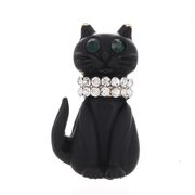 動物 猫のブローチ ラインストーン 釉薬コサージュ 服飾雑貨