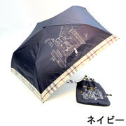 【雨傘】【折りたたみ傘】同柄バッグ付き軽量コンパクト折傘・チェック切継と猫柄