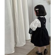 2024春夏新作  韓国風子供服  ベビー服     つりスカート  ワンピース  袖なし   ブラック