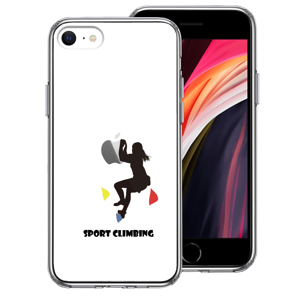 iPhoneSE(第3 第2世代) 側面ソフト 背面ハード ハイブリッド クリア ケース スポーツクライミング