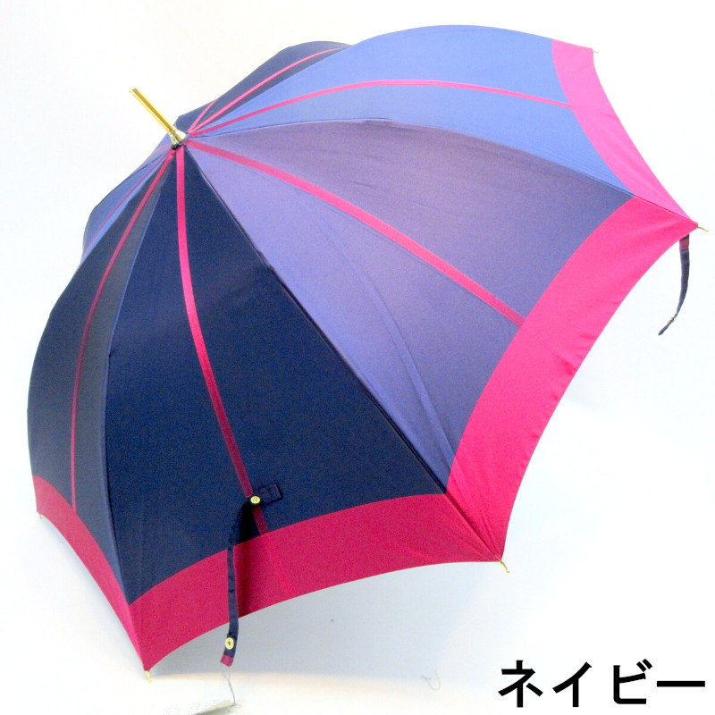 【日本製】【雨傘】【長傘】甲州織先染朱子生地中ボーダー軽量金骨ジャンプ日本製雨傘