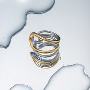 18Kゴールド ステンレスのリング  シンプル 金銀色 指輪 レディース フリーサイズのリング