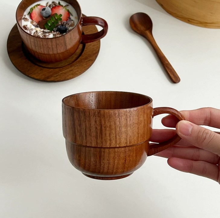 木製カップ    ins    撮影道具     コーヒーカップ    朝食カップ