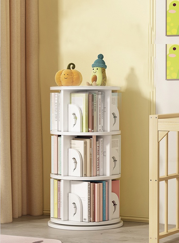 幅36cm】Libro 回転ブックシェルフ(7段タイプ) ホワイト