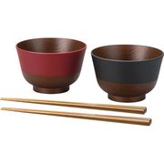 日本伝統色　箸付汁椀　黒/朱