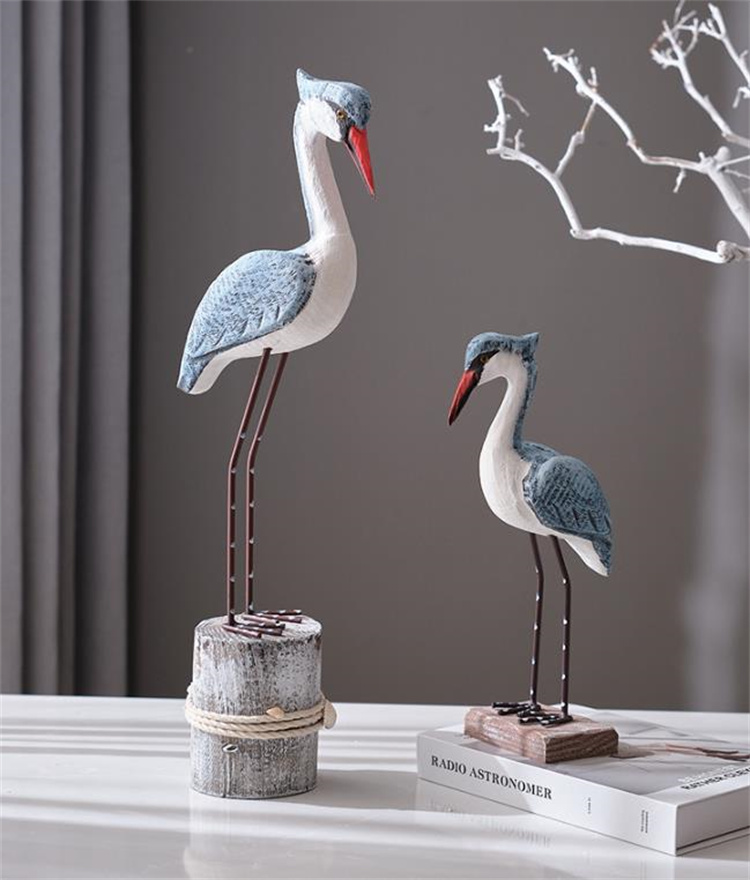 独特の存在感 2点セット プレゼント 木彫り おしゃれな 工芸品 モデルルーム装飾 カモメ鳥 子供部屋装飾