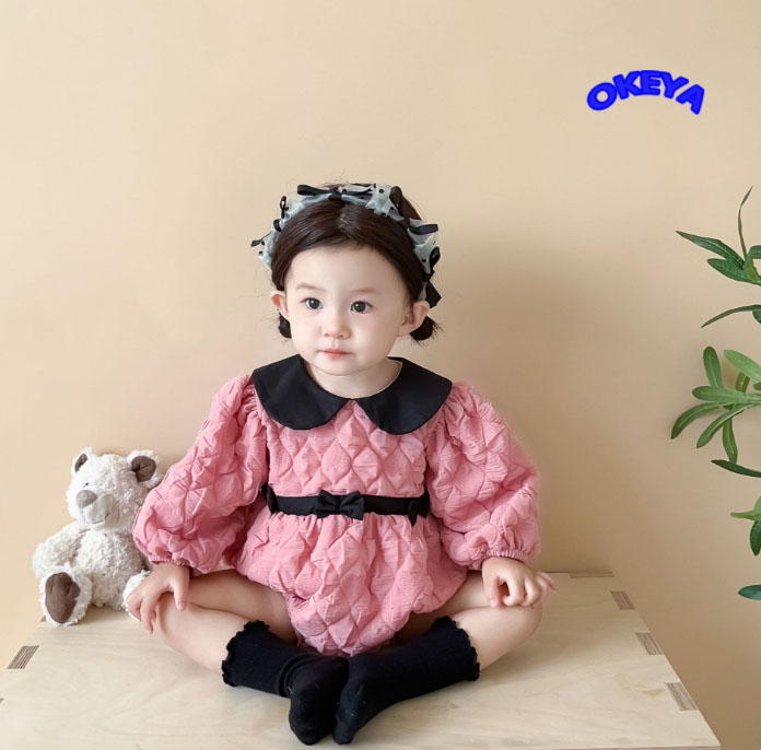 韓国子供服　ベビー服　2024年春新作　ガールズ　サロペット　2層　ピンク　リボン　可愛い　66#-90#
