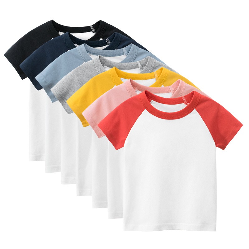7色 純綿  半袖Tシャツ  男の子  女の子  DIY印刷   無地半袖  子供服  綿100%