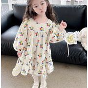韓国子供服 プリンセススカート 2024春新作 女の子 長袖 キッズ服   ファッション ワンピース INS