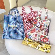 トートバッグ　帆布バッグ　花柄　デザイン　レディース　韓国ファッション　4colors