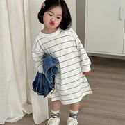 ★Girls★　子供服　80~130cm　キッズロングTシャツ　ボーダーライン　韓国キッズファッション