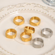 幅8mm 可愛い オクタゴンリング  ステンレス鋼 18k ゴールドメッキ 女性の指輪 chic 風 欧米アクセサリー