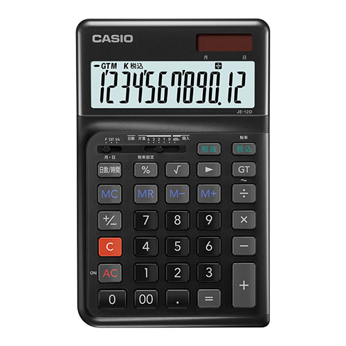 CASIO 人間工学電卓 ジャストサイズ12桁 ブラック JE-12D-BK-N