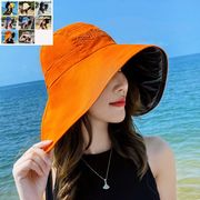 UVカット帽子 ハット ビーチ レディース つば広帽子 ファッションハット 日よけ 小顔対策