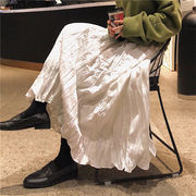 今年売れてます イレギュラー スリム ロングスカート 伸縮性のあるウエスト 怠惰な風 プリーツスカート