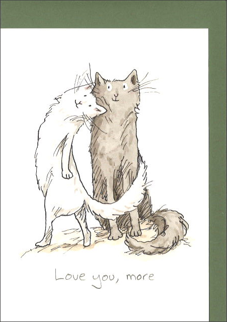 グリーティングカード 多目的「愛し合う2匹の猫」動物 イラスト メッセージカード