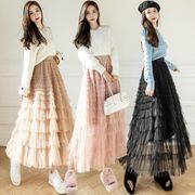 フレアロングスカート　チュールスカート　レディース　INS　韓国ファッション　デザイン　春夏　全17色