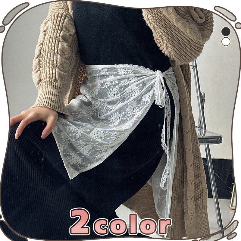 [VOOR] レースフラワーラップスカート *韓国ファッション レースフラワーラップスカート_ブラック - VOOR | 60% - アジア