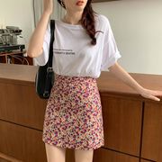 2024新しい夏の韓国風ショートスカート痩身花柄スカート