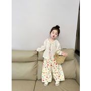 韓国風子供服 ベビー服 女の子 ス チョッキ トップ+透かし彫りのコート+ ストレートパンツ  分けて販売