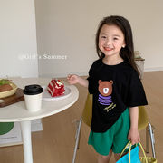 夏の子供服 2024年の新作 男の子 女の子  半袖 カジュアル  クマのパターン  Tシャツ