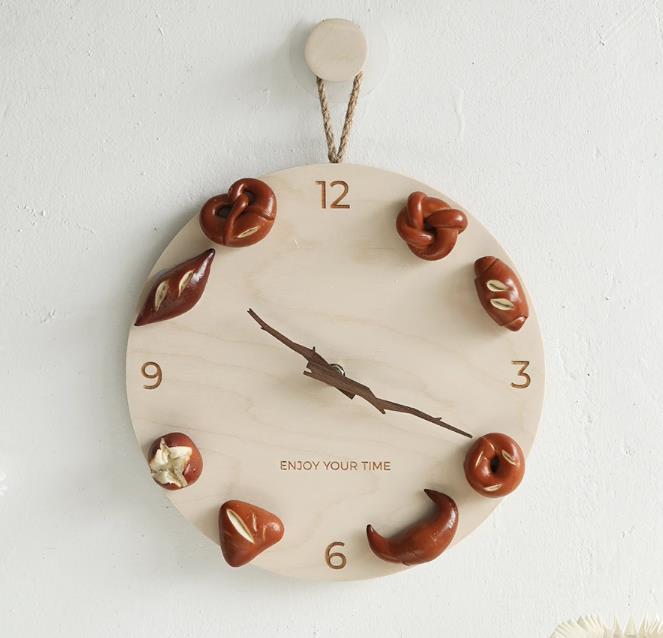 INS  人気 パン 静粛 壁時計 掛け時計  置物を飾る インテリア 創意撮影道具  目覚まし時計