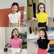 女の子、ファッショントップス、ノースリーブ、夏の新作、韓国子供服、Tシャツ