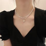 韓国 ファッションジュエリー 二重層 真珠のネックレス エレガントな気質