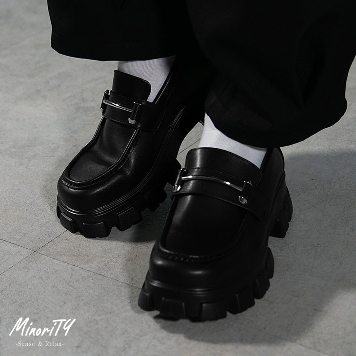 シューズ】厚底 ブロックソール ビットローファー／MinoriTY