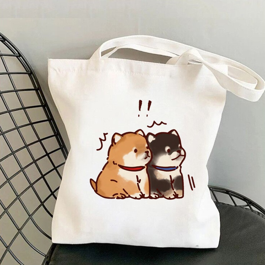 6色 かわいい 柴犬柄キャンバスバッグ ファッション 大容量 ショルダー