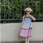 キッズ ワンピース 子供用のスカート 韓国子供服 2024夏新作 縞 甘い ワンピース  リゾート風  90-140