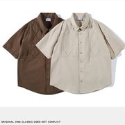 E17404 メンズ 半袖 ワイシャツ トッブス 2024春夏新作 韓国風 カジュアル 無地 短袖