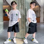 韓国子供服 セットアップ オシャレ 男の子 ボーイ 2点セット 上下セット 半袖 Tシャツ カッコイイ