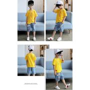 韓国子供服 セットアップ 男の子 半袖 Tシャツ カジュアルパンツ デニム 2点セット お出かけ 散歩