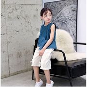 韓国子供服 セットアップ タンクトップ+ズボン カジュアル ナチュラル パンツ 夏 ノースリーブ 薄手