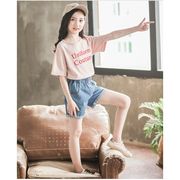 韓国子供服 ２点セット 夏 カジュアル ナチュラル tシャツ 半ズボン デニムズボン ジーンズ 半袖