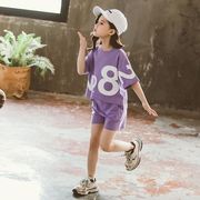 韓国子供服 セットアップ 夏 tシャツ 半ズボン ジャージ 半袖 パンツ プリント 女の子 スポーツスーツ