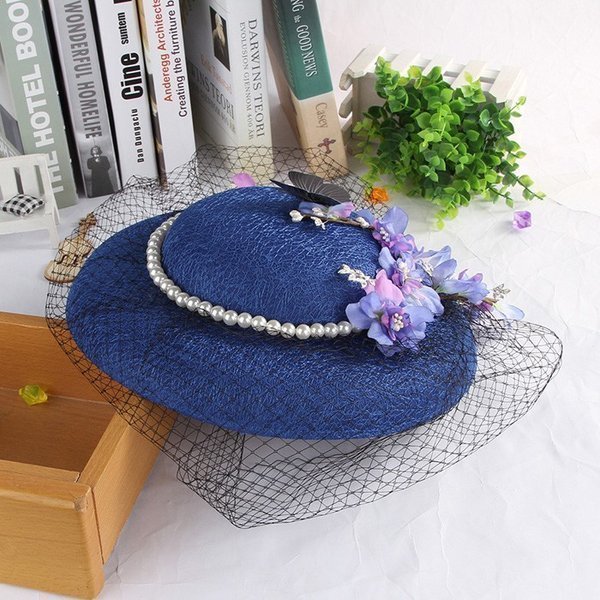 ヘッドドレスチュールハットウェディングハット帽子髪飾りベール付きお花モチーフレディース