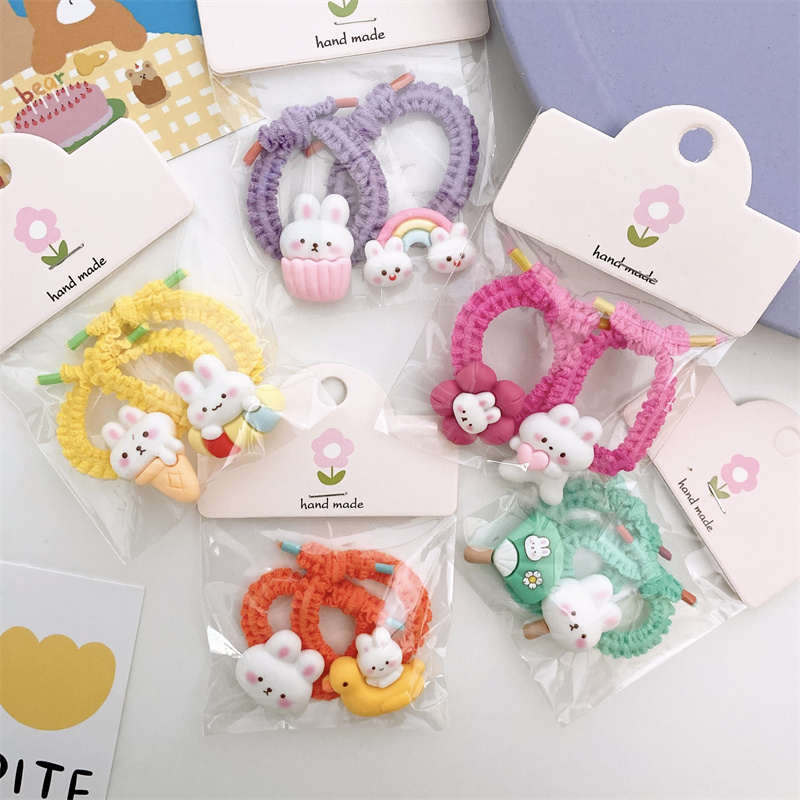 2個/セット かわいい うさぎ ヘアゴム 子供ヘアゴム ヘアロープ ヘア