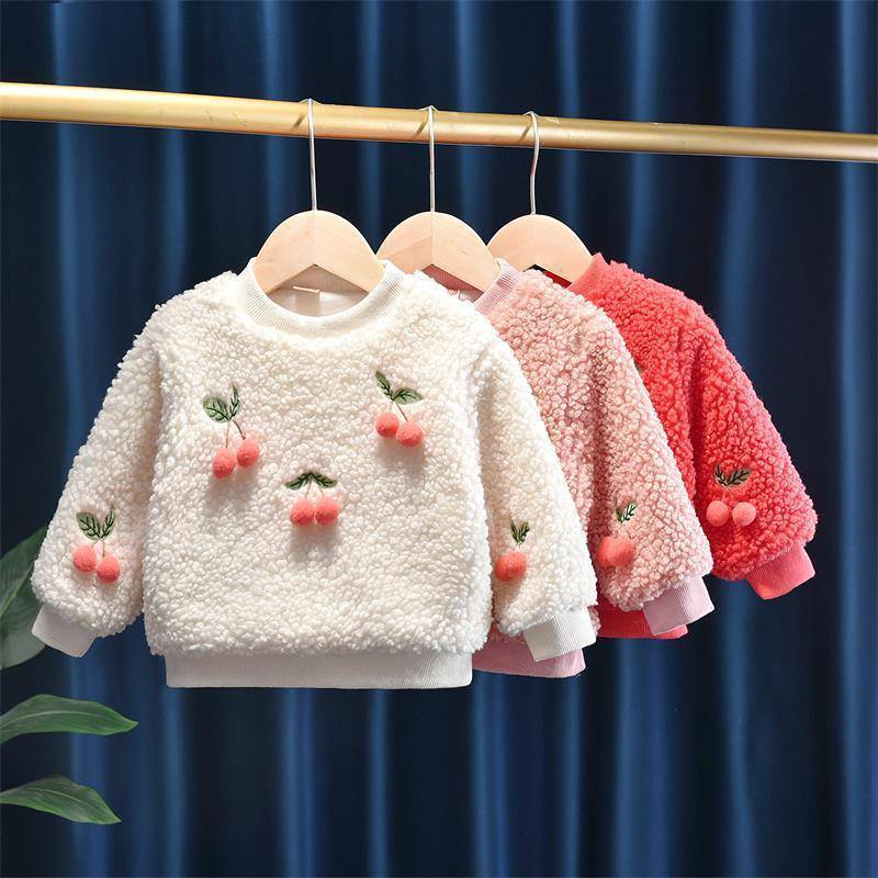 秋と冬の新しいスタイル、女の子、かわいい桜のウールのセーター、プルオーバートップ