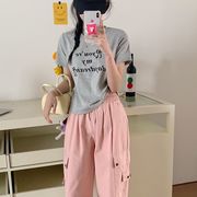 トップス　Tシャツ　デザイン　レディース　蝶結び　リボン　刺繍　韓国ファッション　バレエコア