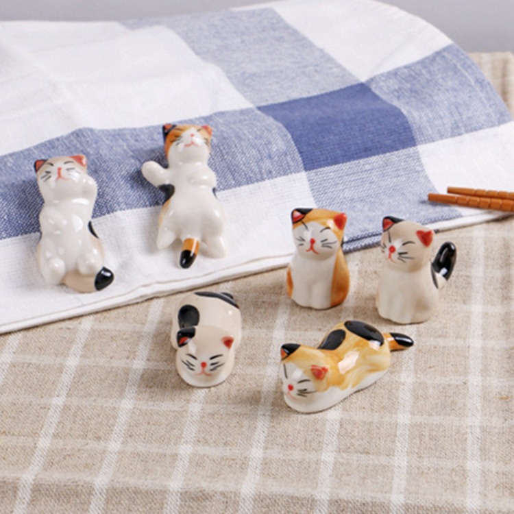 箸置き 陶器 子猫 彩色絵付け 和食器 可愛い 箸休 陶器テーブル 小物 卓上飾り物 日本風