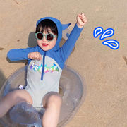 2024新作子供の水着、男の子長袖サンキャップ+水着、漫画かわいい韓国の男の子の水着