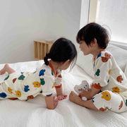 2024年の男の子と女の子のパジャマ、夏の韓国風エアコンパジャマスーツ、子供用パジャマクラスA生地