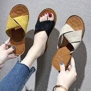 夏新品・サンダル・韓国風・女性用靴・レジャー・ワンラインサンダル・4色